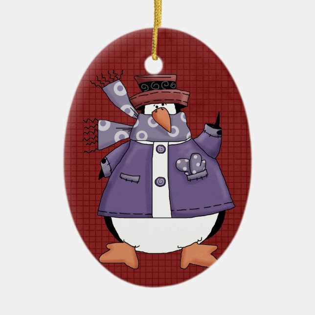 Lila Penguin Ceramic jul Ornament (Framsidan)