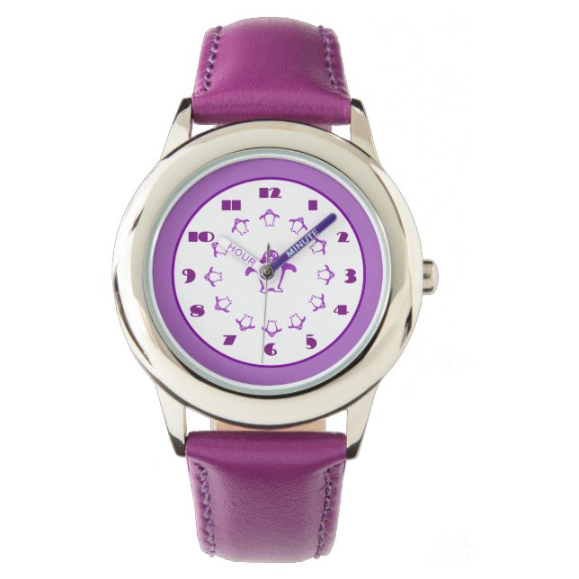 Lila Penguins Watch Armbandsur (Framsida)