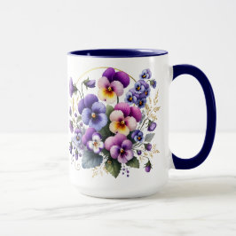 Lila pensé blomkruka mugg