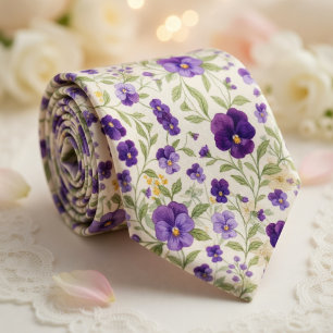 Lila pensé Blommig Slips