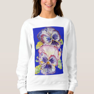Lila pensé blomster vattenfärg konst blommönster t shirt