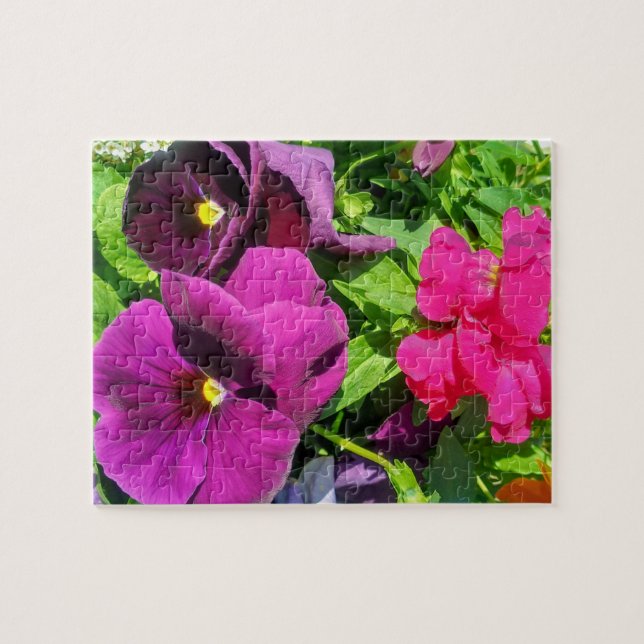 Lila penséer blomma foto  pussel (Horisontell)