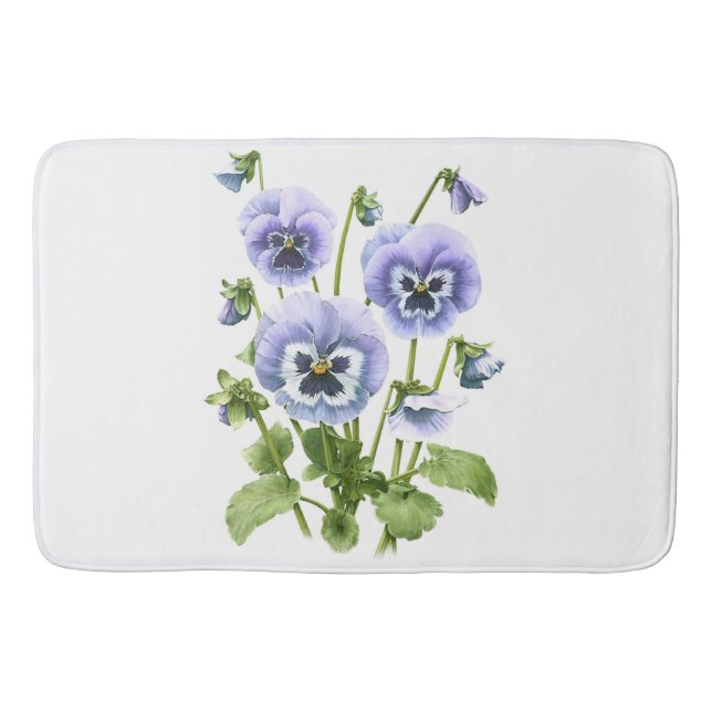 Lila penséer Blommig design Badrumsmatta (Framsidan)