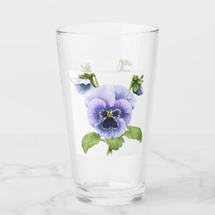 Lila penséer blomster botanisk konst glaskopp