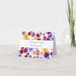 Lila penséer Boho akvarell bröllopsdusch Tack Kort