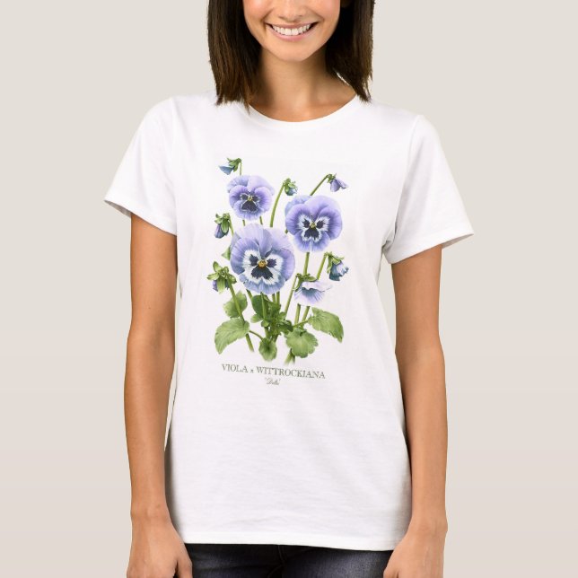 Lila penséer botaniska t shirt (Framsida)