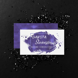 Lila Penseldrag Royal Violet Modern Splatter Visitkort