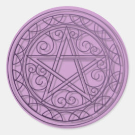 Lila pentacle runt klistermärke