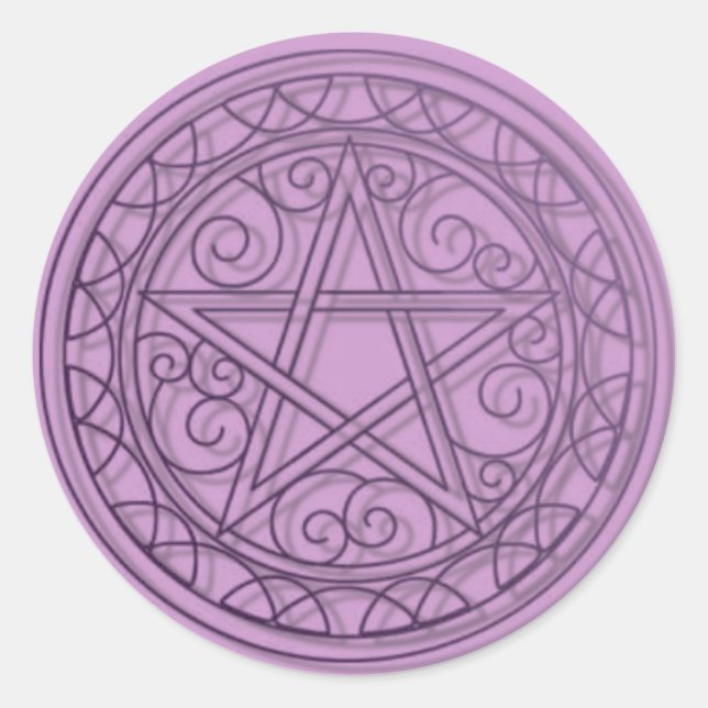Lila pentacle runt klistermärke (Framsida)