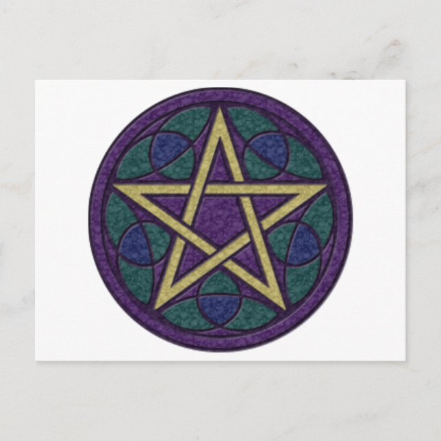 Lila Pentacle Triquetra Vykort (Framsida)