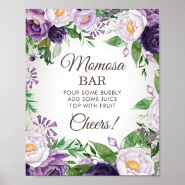 Lila Peonies Blommigt Baby Shower Momosa Pub Poster