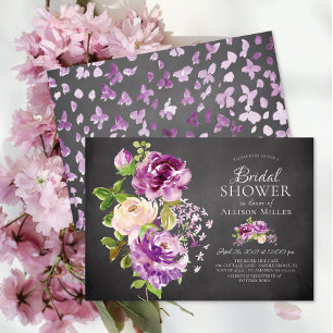 Lila Peonies Blommigt Inbjudningskort för möhippan