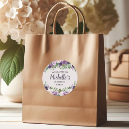 Lila Peonies Blommigt Kvinnors födelsedag Välkomme Runt Klistermärke