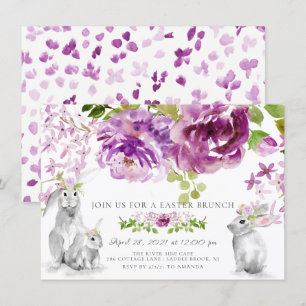 Lila Peonies Blommigt Påsk Brunch Inbjudningar
