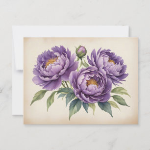 Lila Peonies on Parchment Vykort