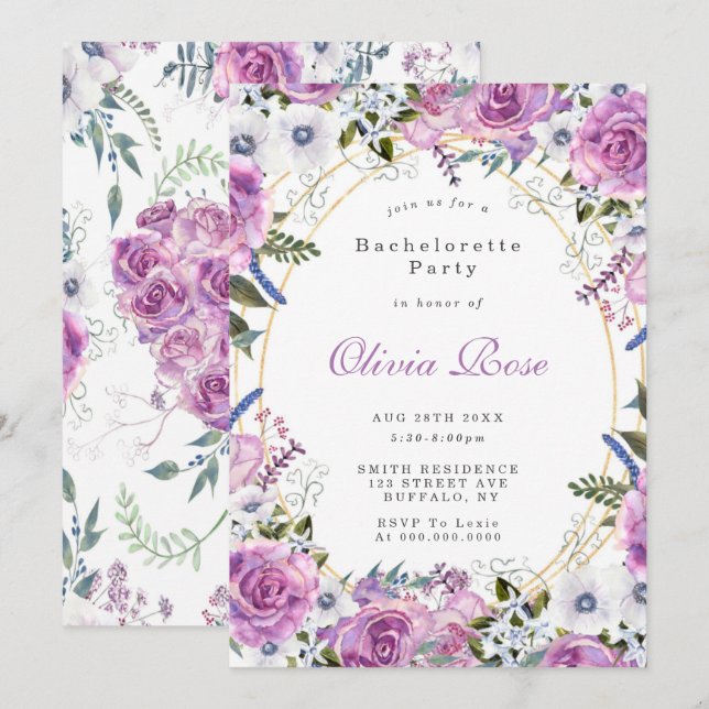 Lila Peony Anemone Bachelorette Party (Fram/baksida)