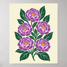 Lila Peony Blommig Botanisk Illustration