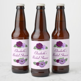 Lila Peony Blommig Bröllopsdusch Ölflaska Etikett