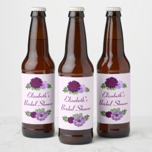 Lila Peony Blommig Bröllopsdusch Ölflaska Etikett