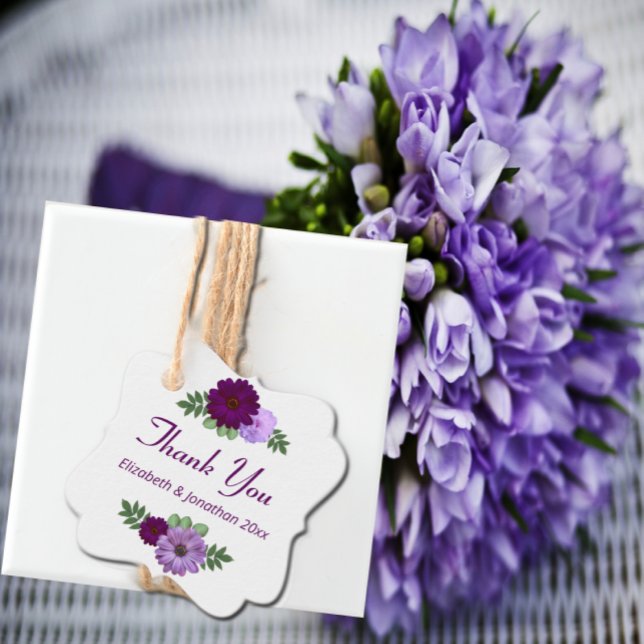 Lila Peony Blommigt Bröllop Gåvor Etiketter (Skapare uppladdad)