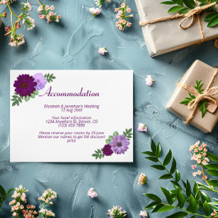 Lila Peony Blommigt Bröllop-inkvartering Tilläggskort