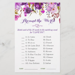 Lila Peony Blommigt Watercolor Möhippa Game