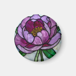 Lila Peony Färgat Glas Magnet
