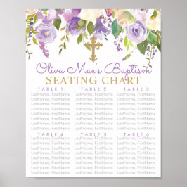 Lila Peony Girls Baptism Sittplatsdiagram Poster