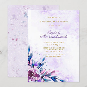 Lila Peony Guld Bridesmaids Luncheon-Inbjudningsko