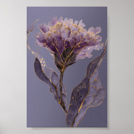 Lila Peony Inspirerad Blomma Med Guldaccenter Poster