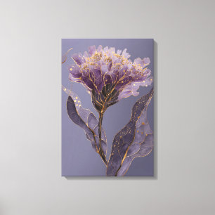 Lila Peony Inspirerad Blommig Guldaccent Canvastryck