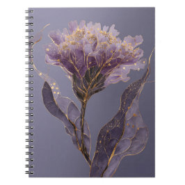 Lila Peony Inspirerad Blommig Med Guldaccent Anteckningsbok