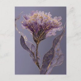 Lila Peony Inspirerad Blommig Med Guldaccent Vykort