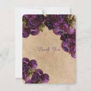 Lila Peony, Rustic Papper, Bröllop Tack Kort