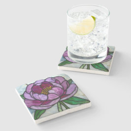 Lila Peony-stained Glass Stenunderlägg