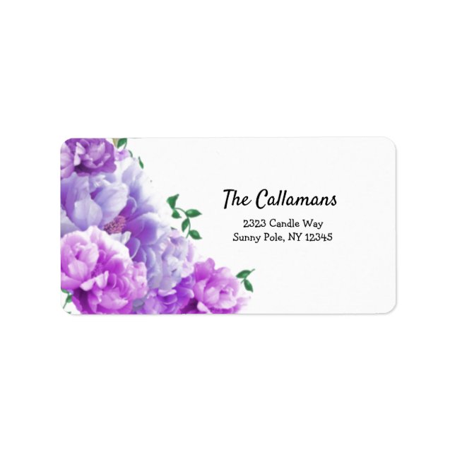 Lila Peony Swag-adressetikett Adressetikett (Framsidan)
