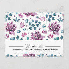 Lila peony-vattenfärg Spara vykort för datum