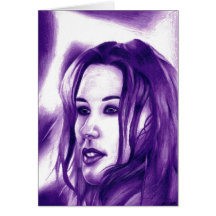 Lila People Woman Porträtt Original Art