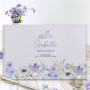 Lila Peri Blommigt Quinceanera-mottagning Gästböcker