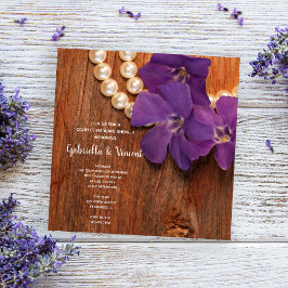 Lila Periwinkle Barn Wood Land Par Shower Inbjudningar