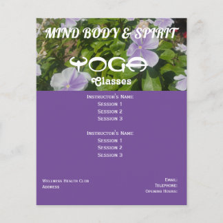 Lila periwinkle Blommor Yoga A5-flygare Flygblad