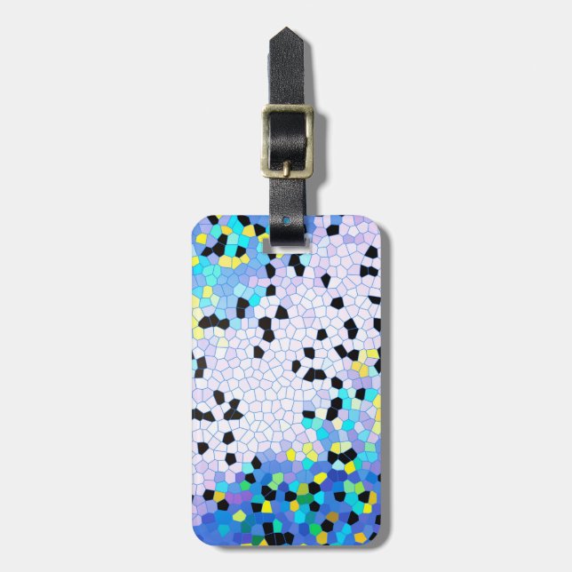 Lila Periwinkle Blue & Black Mosaic Mönster Bagagebricka (Vertikal Framsida)