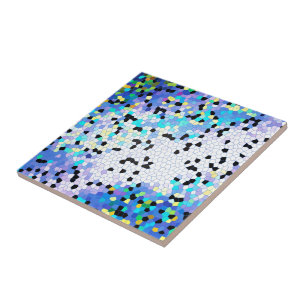 Lila Periwinkle Blue & Black Mosaic Mönster Kakelplatta