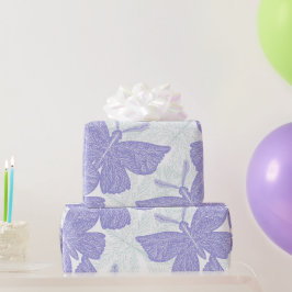 Lila periwinkle butterfly mönster presentpapper