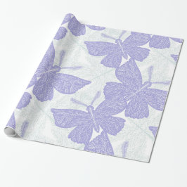 Lila periwinkle butterfly mönster presentpapper