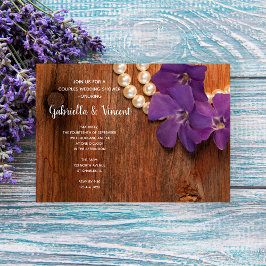 Lila Periwinkle, Pearls Barn Wood Par Shower Inbjudningar