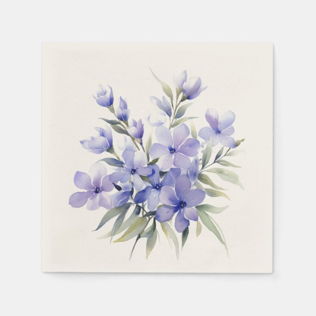 Lila Periwinkles: Personlig Bröllop Napkins Pappersservett (Framsidan)