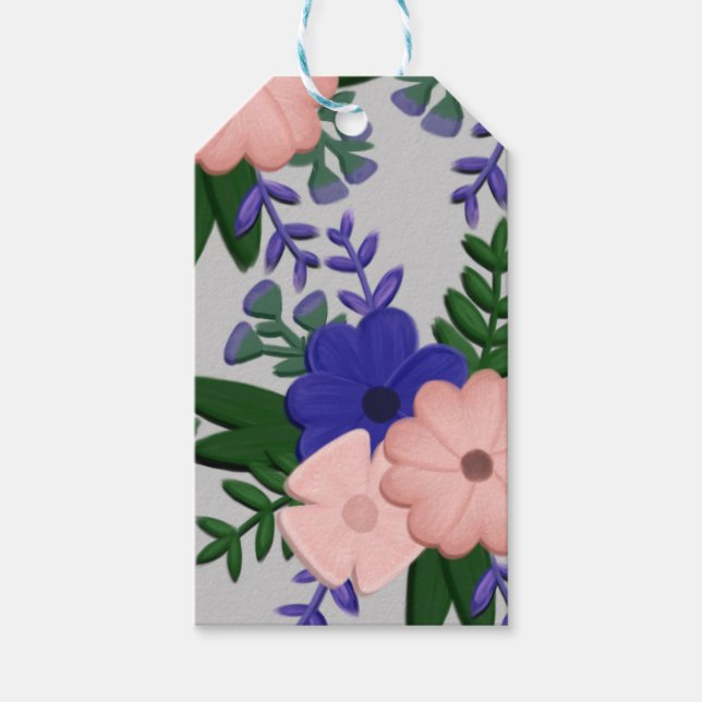 Lila, persika, grått, grönt, bröllop napkin presentetikett (Framsidan)