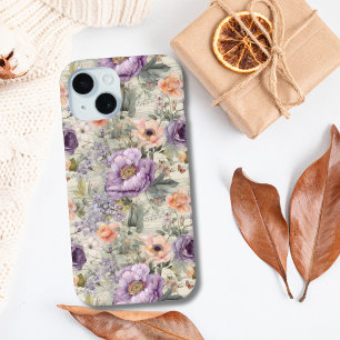 Lila Persikor Blommig Vintage Shabby Chic