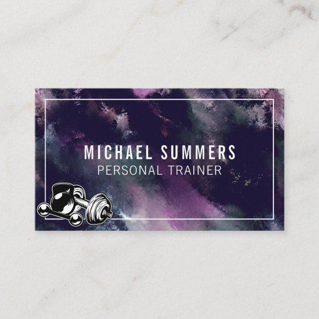 Lila Personal Trainer Gym Coach Weights Dumbbell Visitkort (Framsida)